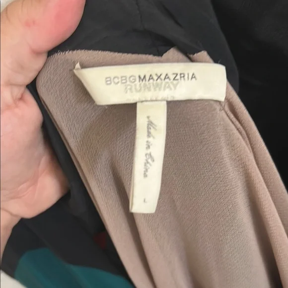 BCBGMaxAzria Black and Teal Maxi Dress  W/L - Picture 2 of 5